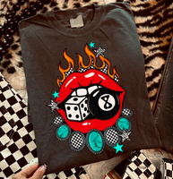 Edgy Flaming Gambling Lips shirt, vintage western graphic tees, western outfits women, women's graphic tees, western clothing...