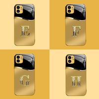 Suitable for [iPhone 11] New high-end gold letter glass mobile phone case New business simple metal paint electroplating gold...