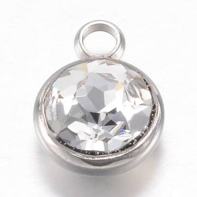 304 Stainless Steel Glass Rhinestone Charms