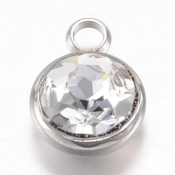 304 Stainless Steel Glass Rhinestone Charms