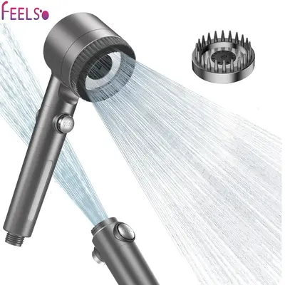 FEELSO Handheld Shower Head with Massage Head and Brush Head ,Stainless Steel Hose, Built-in Filtered, Wash to Clean Tub, Cle...