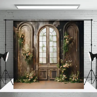 Shabby Retro Wall Plant Floral Photography Backdrop - Aperturee