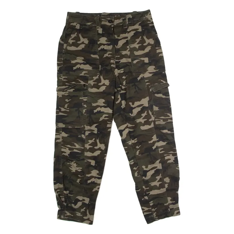 AMISU Camouflage Cargo Womens Trousers Green Regular Straight W30 L27