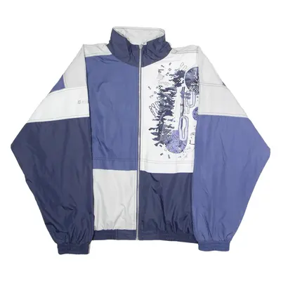 KILLTEC Mens Windbreaker Jacket Blue 90s Crazy Pattern L