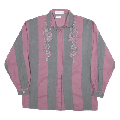 TOGETHER Shirt Pink Striped Long Sleeve Womens L