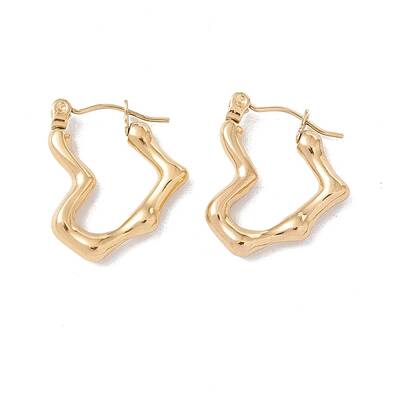 Ion Plating(IP) 304 Stainless Steel Heart Hoop Earrings for Women
