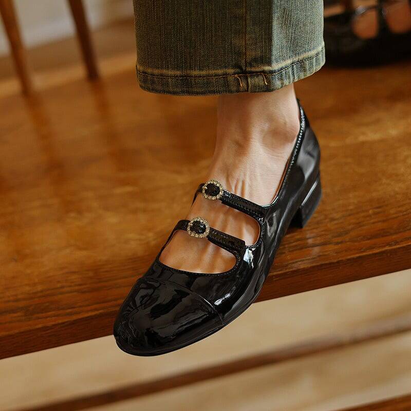 CHIKO Nayeli Round Toe Block Heels Mary Jane Shoes