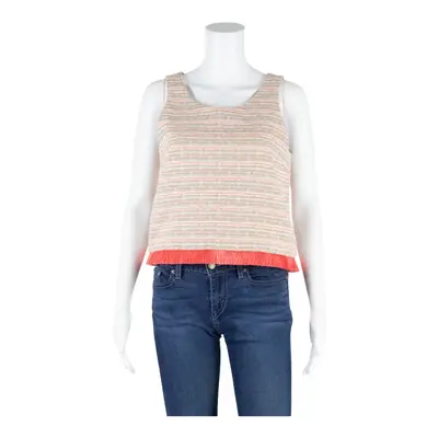 UTERQUE Boho Tassel Vest Pink Striped Sleeveless Womens M