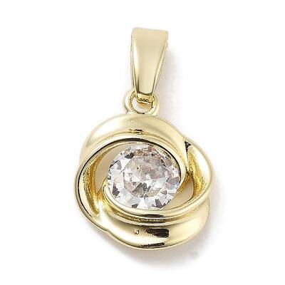 Brass Micro Pave Clear Cubic Zirconia Pendants