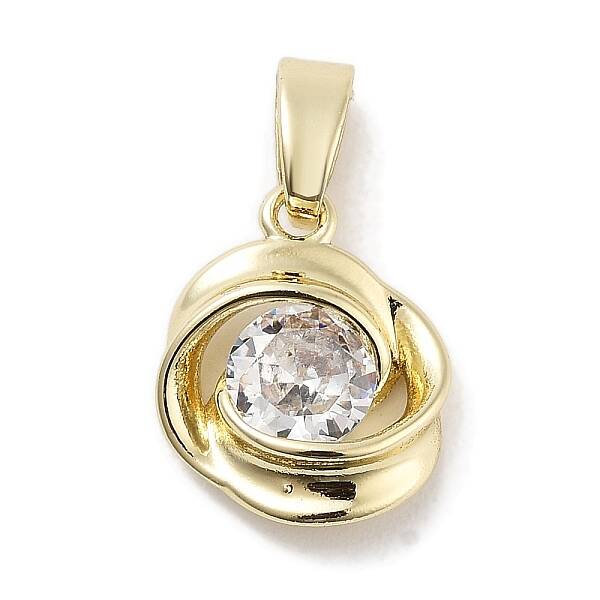 Brass Micro Pave Clear Cubic Zirconia Pendants