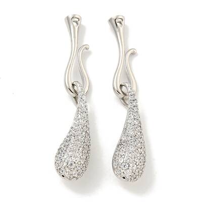 Brass Micro Pave Clear Cubic Zirconia S-Hook Clasps