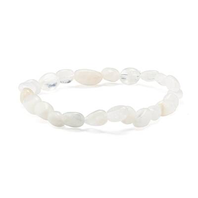 Natural Rainbow Moonstone Nuggets Beads Stretch Bracelet for Her
