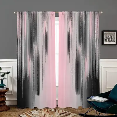 Abstract Print Curtain, 2 Counts/set Modern Art Design Gradient Style Window Shade, Easy To Hang, Home Decor for Bedroom, Liv...