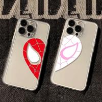 Spider Cool Mask Cute Couple Transparent Phone Cases for iPhone 11/12/13/14/15/16 Pro Max -Gift for His/Hers Smartphone Prote...