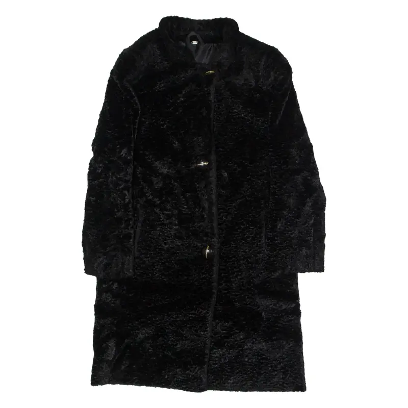 LE BOULEVARD DE LA MODE Faux Fur Womens Overcoat Coat Black 90s UK 14