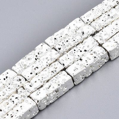 Electroplated Natural Lava Rock Beads Strands