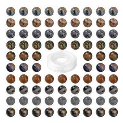 100Pcs 8mm Natural Ocean Agate/Ocean Jasper Round Beads
