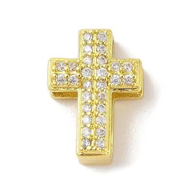 Rack Plating Brass Clear Cubic Zirconia Beads