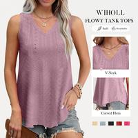 WIHOLL Womens Tank Tops Sleeveless Eyelet Embroidery Scoop Neck Loose Fit Casual Summer Flowy #Springtok
