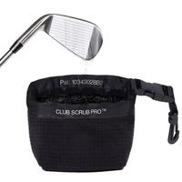 Black Pro Club Scrub - Golf Club and Golf Ball Cleaning Bag, Waterproof Liner, Detachable Clip, Cleans Club Grooves, Dry Exte...