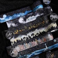 Starry Night City Pattern Washi Tape, 1 Roll/bag DIY Decorative Tape, Scrapbooking & Journal Making Supplies for Home School ...