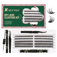 KEYYOU Wallet-friendly Lashes DIY Lash Clusters Kit Natural Waterproof Soft Lash Extension Kit Easy to Apply at Home Cosmetic...