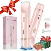 Electric Trimmer for Women, Electric Shaver and Razor Rechargeable 2-in-1 Body , Dual Heads for Painless Trimming of Pubic Ha...