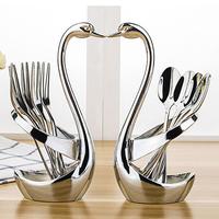 Swan Design Dinnerware Set, 1 Set Including Fruit Fork & Coffee Spoon & Swan Design Base, Tableware Set for Kitchen, Restaura...
