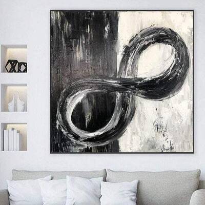 Infinity Symbol Artwork Canvas Painting Black White Infinity Painting Abstract Modern Art on Canvas Wall Decor | INFINITY