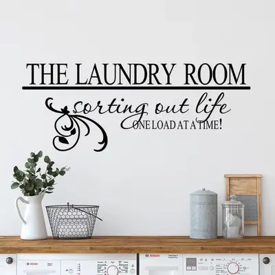 Laundry Room Letter Pattern Wall Sticker, Aesthetic Peel and Stick Laundry Sign Sticker, Wall Decal for Home Laundry Room Hot...