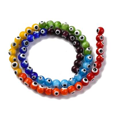 Chakra Theme Handmade Evil Eye Lampwork Beads Strands