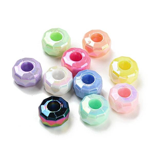 UV Plating Rainbow Iridescent Acrylic European Beads