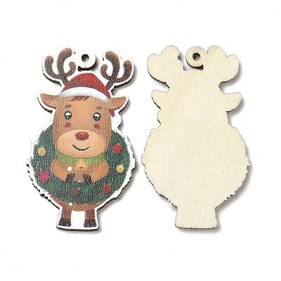 Single Face Christmas Printed Wood Big Pendants