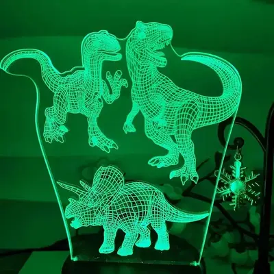 USB Powered Dinosaur Design LED Light, 7 Colors Changing Night Light, Decorative Desk Lamp For Bedroom Home Living Room Decor...
