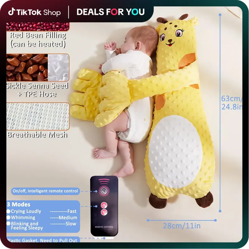 Baby Sleeping Patting Soother Pillow Palm, Baby Soother, Patting Toy, Animals-Shaped Sleeping Aid, Soft Stuffed Doll , Animal...
