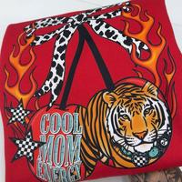 Cool Mom Energy Graphic T-Shirt cherry with Tiger Design