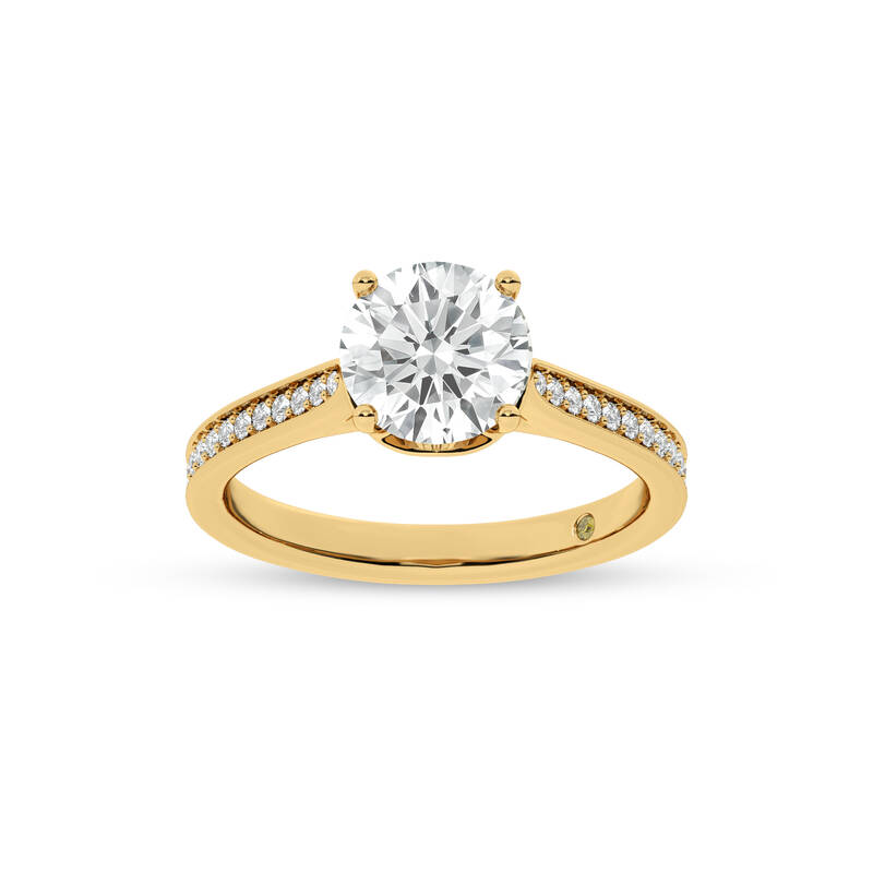 Taos Hidden Halo Round Lab Grown Diamond Engagement Ring | 14K Yellow Gold 2 1/4 CT. TW.