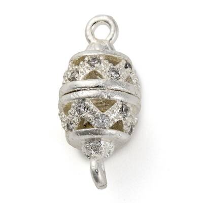 Brass Micro Pave Clear Cubic Zirconia Hollow Oval Connector Charms