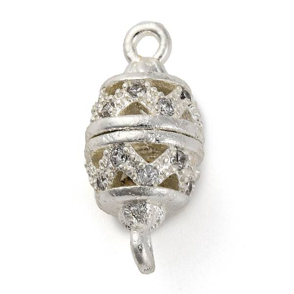 Brass Micro Pave Clear Cubic Zirconia Hollow Oval Connector Charms