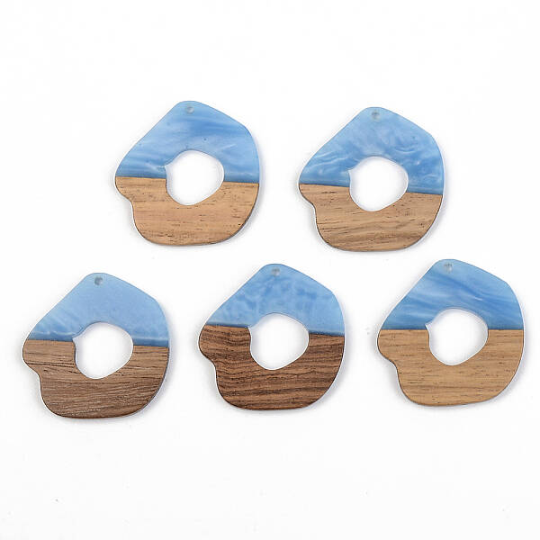 Opaque Resin & Walnut Wood Pendants