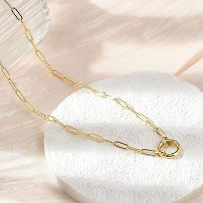Brass Ring Link Paperclip Chain Necklaces