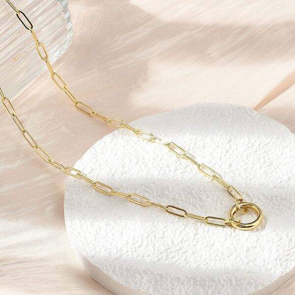Brass Ring Link Paperclip Chain Necklaces