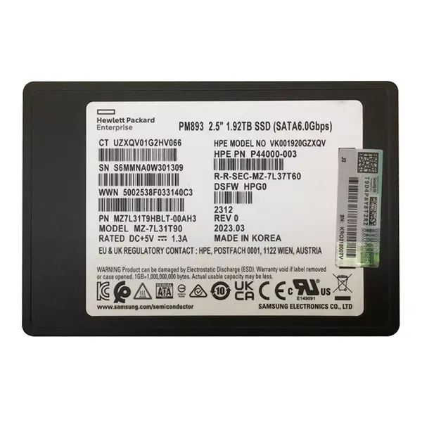 Samsung MZ7L31T9HBLT-00AH3 | PM893 Series 1.92TB 2.5-inch 6GB/s SATA V-NAND TLC Solid State Drive