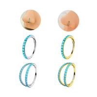 Oufer 20G Turquoise-Hinged Segment Nostril Nose Piercing Ring 316L Stainless Steel Inner Diameter 6mm 7mm 8mm