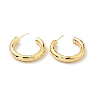Brass Chunky C-shape Stud Earrings