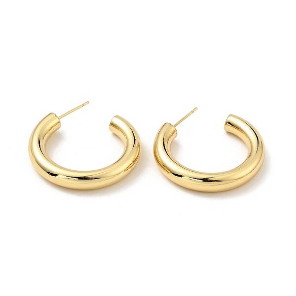 Brass Chunky C-shape Stud Earrings