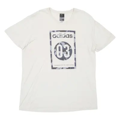 ADIDAS Mens T-Shirt Beige L