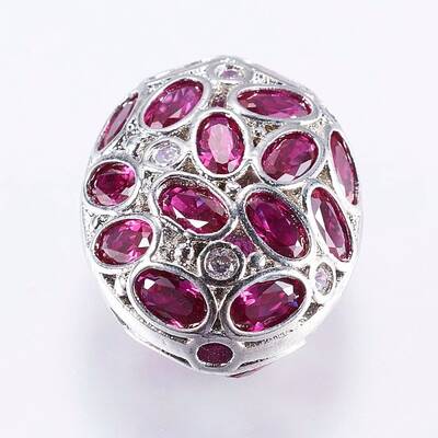 Brass Micro Pave Cubic Zirconia Beads