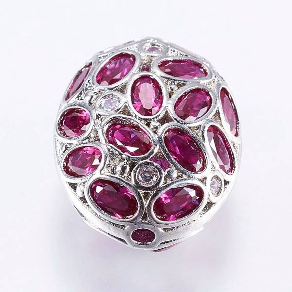 Brass Micro Pave Cubic Zirconia Beads