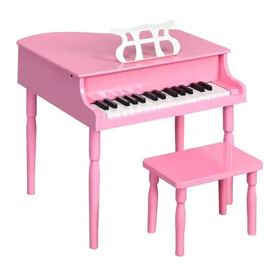 Costzon Classical Kids Piano, 30 Keys Wood Toy Grand Piano with Music Stand and Bench, Mini Musical Toy for Child, Ideal for ...
